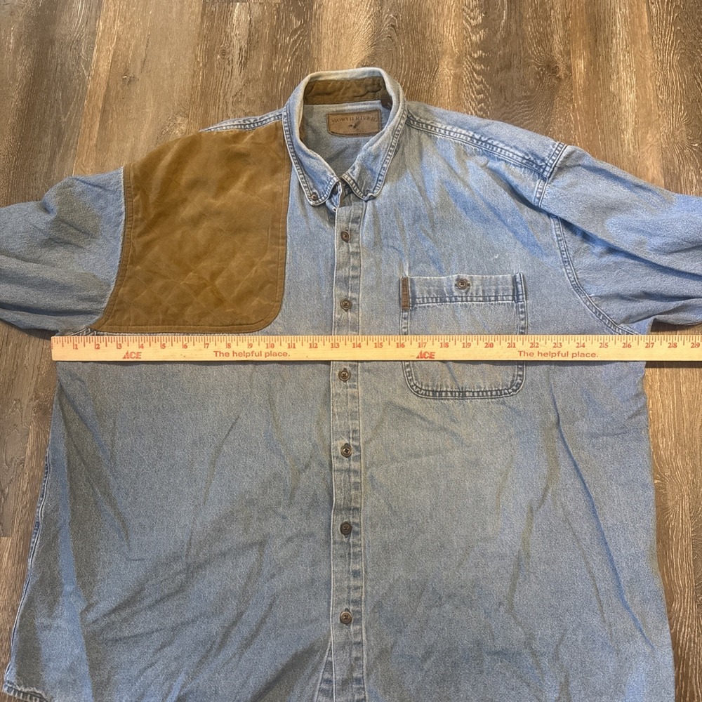 North River Outfitters Denim Mens XXL Shooting Shirt Button Down Elbow Pads - Picture 9 of 11